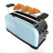 Cecotec Toastin' Time 1500 Tostadora de Doble Ranura Larga - 1500W - Capacidad para 4 Rebanadas - Ranura Ancha - Bandeja Recogemigas - 7 Niveles - Acabado en Acero Inoxidable - Color Azul Claro