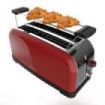 Cecotec Toastin' Time 1500 Tostadora de Doble Ranura Larga - 1500W - Capacidad para 4 Rebanadas - Ranura Ancha - Bandeja Recogemigas - Acabado en Acero Inoxidable - Color Rojo