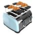 Cecotec Toastin' Time 1700 Double Tostadora de 4 Ranuras - 1700W - Ranura Ancha - Acero Inoxidable - Calienta Panecillos - Funciones Recalentar y Descongelar - 7 Niveles de Tostado - Color Azul Claro