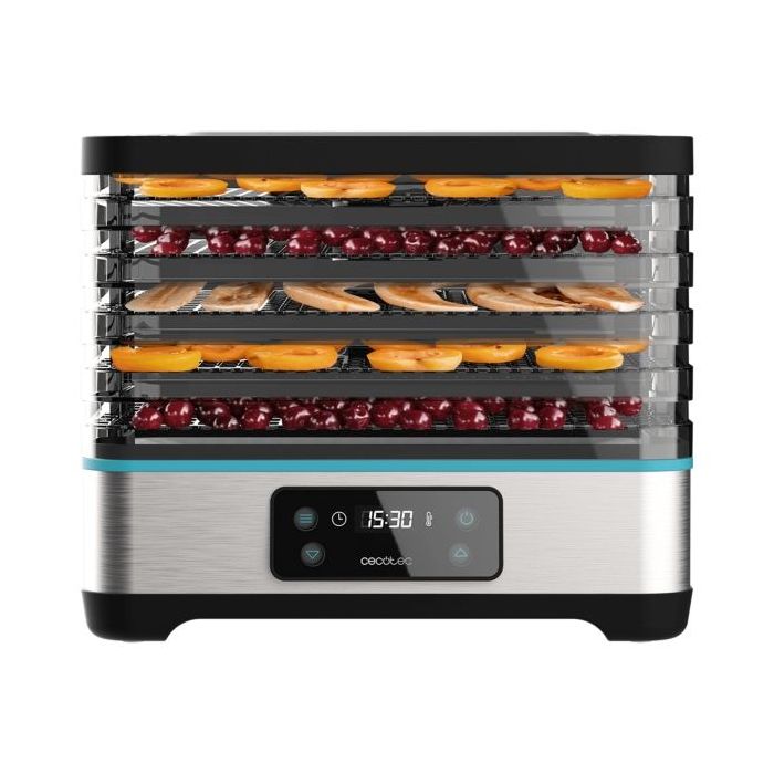 Cecotec VitaDry Pro Deshidratador de Alimentos - 300W - Bandejas Ajustables - Control Digital Preciso - Temporizador - Temperatura de 35 a 70°C - Acabados en Acero Inoxidable - Silencioso - Color Negro