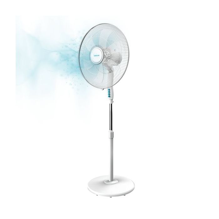Cecotec EnergySilence 600 Max Flow Ventilador de Pie con 6 Aspas - Potencia de 70W - Diametro de 45cm - Motor de Cobre - 3 Velocidades - Oscilacion 75º - Altura Ajustable - 50x43x152cm - Color Blanco