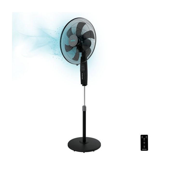 Cecotec EnergySilence 610 Max Flow Control Ventilador de Pie con 6 Aspas - 70W - Diametro de 45cm - Mando a Distancia - Temporizador 7.5h - 3 Velocidades - Oscilacion 75º - 50x43x152cm - Color Negro