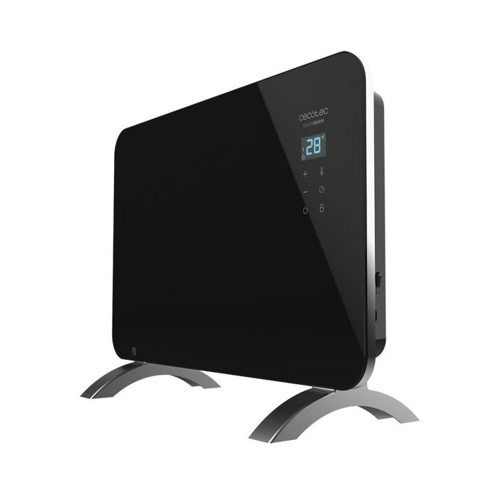 Cecotec Ready Warm 6670 Crystal Connection Convector de Cristal Templado - 1000W - Cobertura hasta 10m2 - Control Wi-Fi - LED Tactil - 2 Niveles de Potencia - Autoapagado - 60x24x43cm - Color Negro
