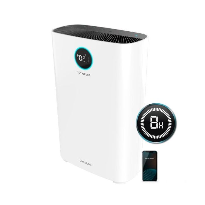 Cecotec TotalPure 5000 Connected Purificador de Aire - Potencia de 30W - Filtro de 3 Etapas - Cobertura hasta 130m3 - Control Wi-Fi - Pantalla LED - Silencioso 65dB - Modo Noche - Color Blanco