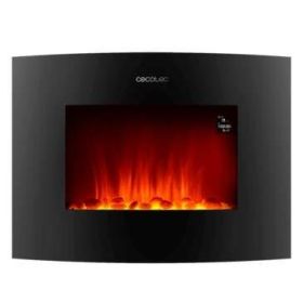 Cecotec Ready Warm 2250 Curved Flames Connected Chimenea Electrica 2000W WiFi - Tamaño 22" - 2 Niveles de Potencia - Mando a Distancia - Panel Curvo - Temporizador