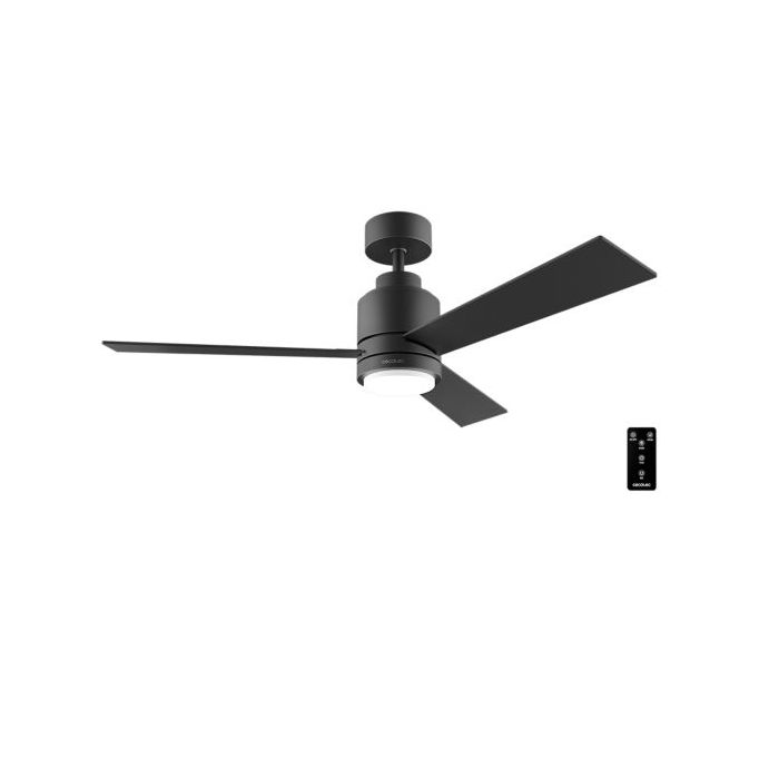 Cecotec EnergySilence Aero 4850 Style Black Ventilador de Techo con 3 Aspas y Luz Integrada - 30W - Diametro de 48" - LED de 22W - 6 Velocidades - Modo Invierno - Temporizador Regulable - Color Negro