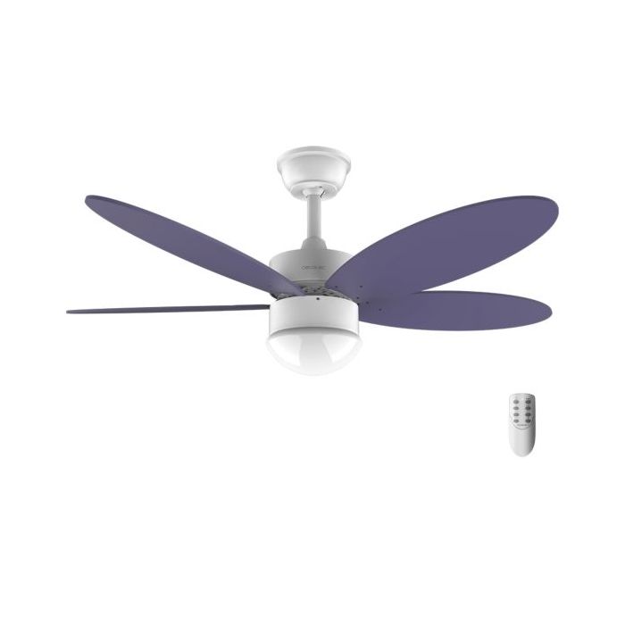 Cecotec EnergySilence Aero 4260 Purple Ventilador de Techo con 5 Aspas Reversibles y Luz LED Integrada - 40W - Diametro de 42" - 6 Velocidades - Temporizador - Mando a Distancia - Color Azul Marino