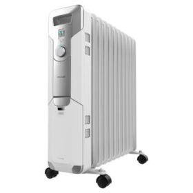 Cecotec ReadyWarm 11000 Space Radiador de Aceite con 11 Modulos de 150x580mm - 2500W - Calienta hasta 25m2 - 3 Niveles de Potencia - Facil Transporte con Ruedas - Recogecables Incluido - Color Blanco
