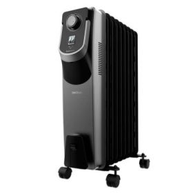 Cecotec ReadyWarm 9000 Space 360 Black Radiador de Aceite con 9 Modulos de 150x580mm - 2000W - Calienta hasta 22m2 - Tecnologia 360º - 3 Niveles de Potencia - Ruedas y Asa - Recogecables - Color Negro