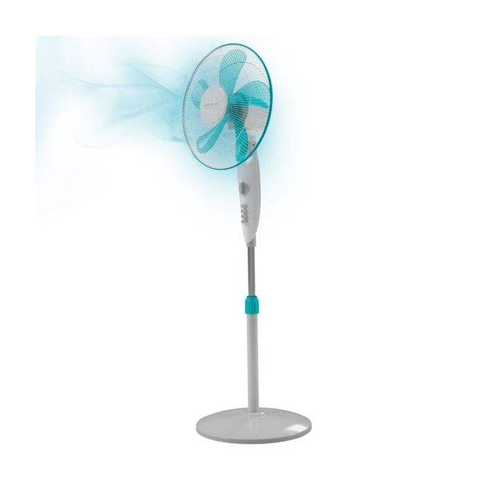 Cecotec EnergySilence 520 Power Ventilador de Pie con 5 Aspas - 50W - Diametro de 40cm - Temporizador 2h - 4 Velocidades - Oscilacion Automatica - Altura Ajustable de 110 hasta 130cm - Color Blanco