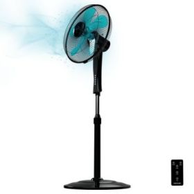 Cecotec EnergySilence 530 Power Connected Ventilador de Pie con 5 Aspas - 50W - Diametro 40cm - Panel LED - 3 Velocidades - Temporizador - Oscilante - Altura Ajustable - Color Negro