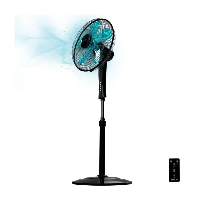Cecotec EnergySilence 530 Power Connected Ventilador de Pie con 5 Aspas - 50W - Diametro 40cm - Panel LED - 3 Velocidades - Temporizador - Oscilante - Altura Ajustable - Color Negro