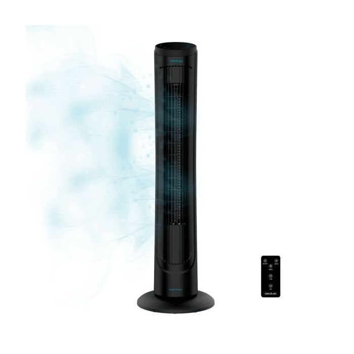 Cecotec EnergySilence 9090 Skyline Ventilador de Torre de 40" de Altura - 45W - Funcionamiento Silencioso - 3 Velocidades - Temporizador Programable - Oscilante - Mando a Distancia - Color Negro