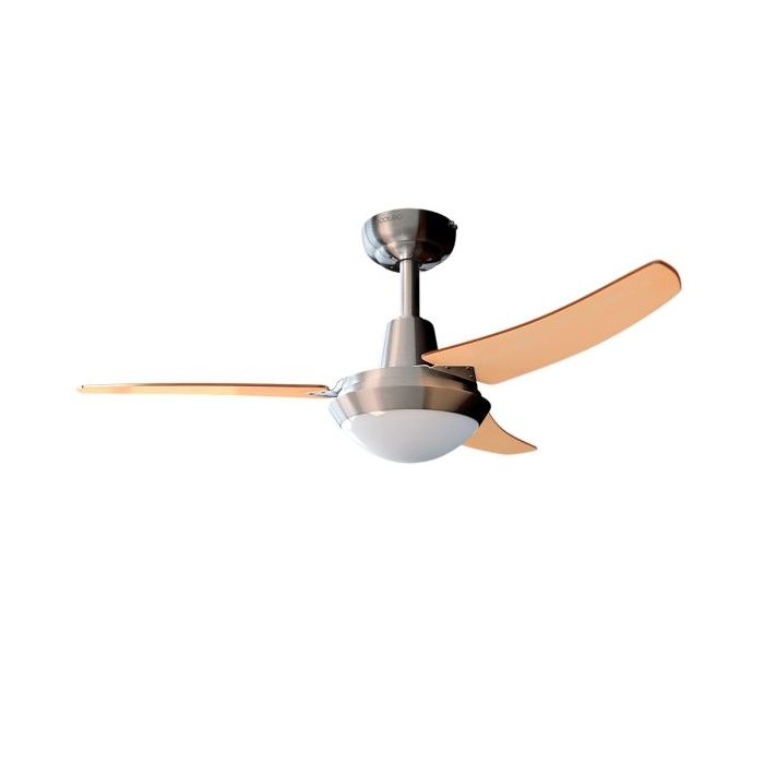 Cecotec EnergySilence Aero 480 Ventilador de Techo con 3 Aspas Reversibles y Luz - 65W - Diametro de 106cm - Mando a Distancia - Temporizador - 3 Velocidades - Aspas de Madera Clara - Acero Inoxidable