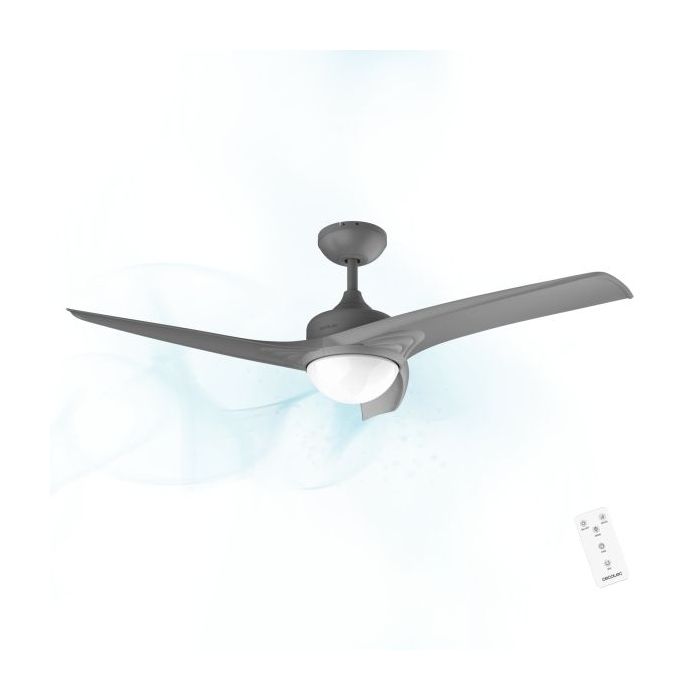 Cecotec EnergySilence Aero 560 Ventilador de Techo con 3 Aspas y Luz LED Integrada - Potencia de 62W - Diametro de 52" - Mando a Distancia - Modo Invierno/Verano - 3 Velocidades - Color Gris
