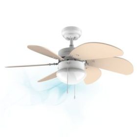 Cecotec EnerySilence Aero 3600 Vision SunLight Ventilador de Techo con 6 Aspas Reversibles y Lampara - 50W - Diametro de 92cm - 3 Velocidades - Modo Invierno - Control por Cadena - Color Amarillo Pastel