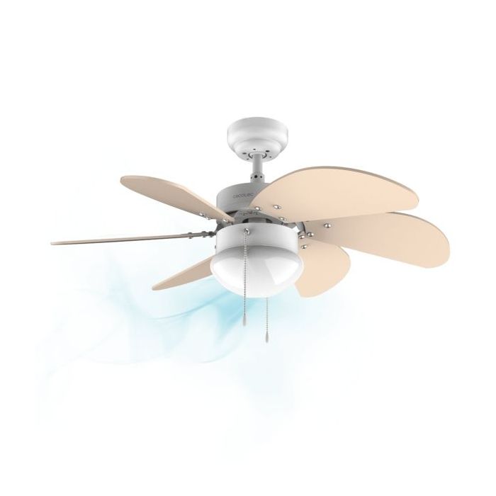 Cecotec EnerySilence Aero 3600 Vision SunLight Ventilador de Techo con 6 Aspas Reversibles y Lampara - 50W - Diametro de 92cm - 3 Velocidades - Modo Invierno - Control por Cadena - Color Amarillo Pastel