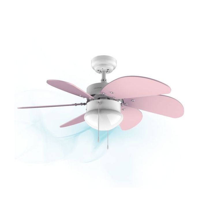 Cecotec EnerySilence Aero 3600 Vision Purple Ventilador de Techo con 6 Aspas y Lampara - 50W - Diametro de 92cm - 3 Velocidades - Aspas Reversibles - Modo Invierno - Control por Cadena - Color Rosa