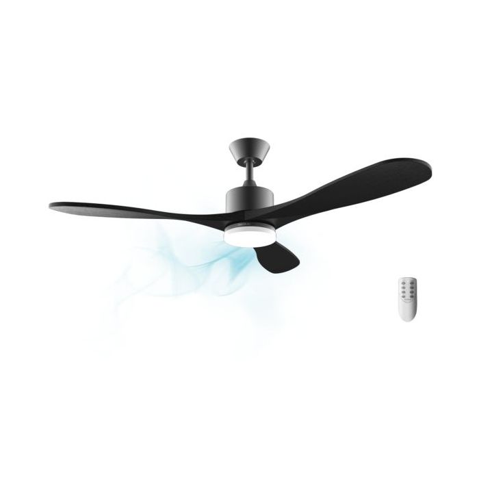 Cecotec EnergySilence Aero 5290 Stone Pro Ventilador de Techo con 3 Aspas y Luz - 50W - Diametro de 52" - LED de 24W - Ajuste de Altura de 15 a 25cm - 5 Velocidades - Modo Invierno - Color Negro