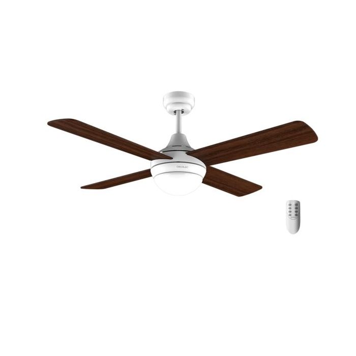Cecotec EnergySilence Aero 4250 Fresh Ventilador de Techo con 4 Aspas y Luz Integrada - 55W - Diametro de 42" - 3 Tonos LED - Temporizador - 3 Velocidades - Aspas Reversibles - Color Blanco
