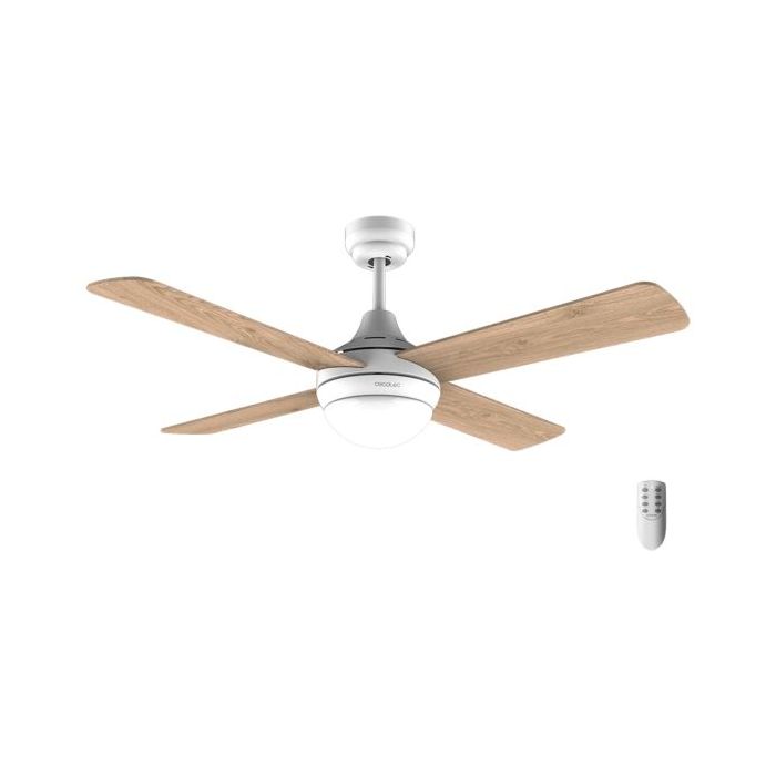 Cecotec EnergySilence Aero 4250 DC Fresh Ventilador de Techo con 4 Aspas de Madera Reversibles y Luz - 40W - Diametro de 42" - 3 Tonos LED - Modo Invierno - Temporizador - Acero Inoxidable