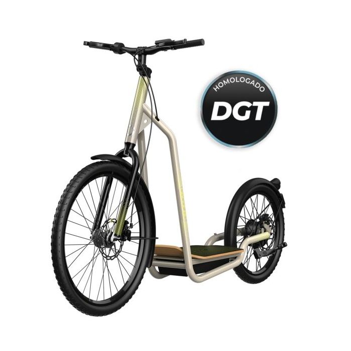 Cecotec Troton Patinete Electrico - Potencia de 1000W - Ruedas Grandes 20" y 26" - Autonomia 50km - Homologado por la DGT - Base XL de Madera - Frenos de Disco - Velocidad 25km/h - Color Beige