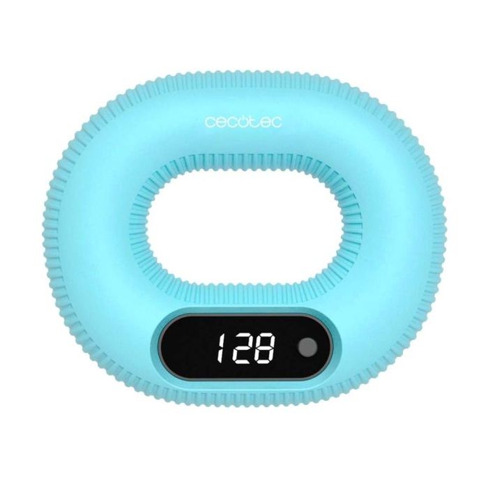 Cecotec Drumfit HandFit Smart Fortalecedor de Mano - Pantalla LED Inteligente - Resistencia de 14kg - Base Antideslizante - Lavable y Portatil - Silicona - Color Azul Claro