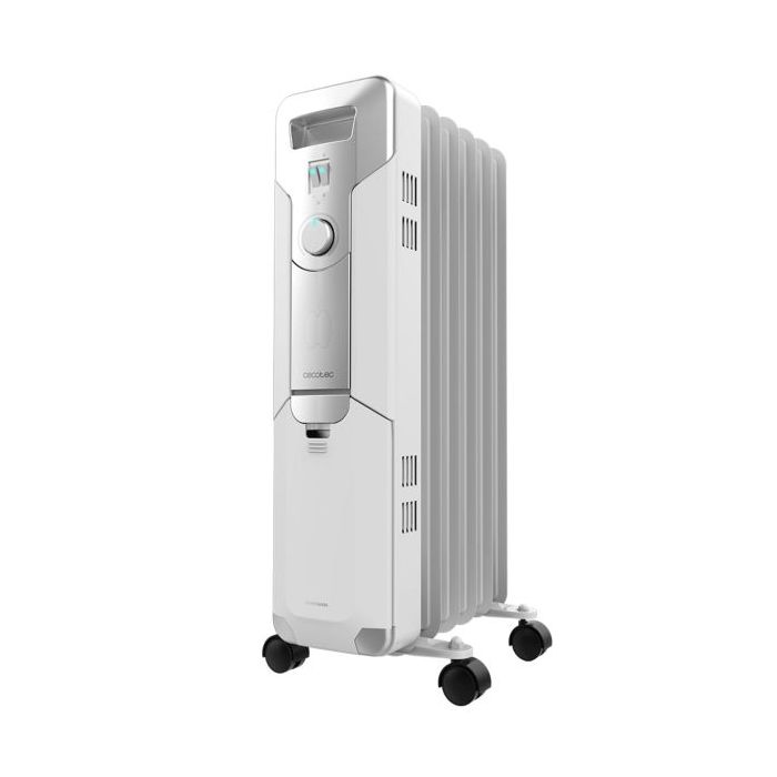 Cecotec Ready Warm 5000 Space Radiador de Aceite con 5 Modulos de 150x580mm - 1000W - Calienta hasta 12m2 - 3 Niveles de Potencia - Facil Transporte con Ruedas - Recogecables - Color Blanco