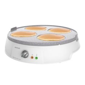 Cecotec Fun Crepestone Twin Crepera - 1200W - Placa Antiadherente Reversible - Espatula y Rodillo - 30.5cm de Diametro - Regulador de Temperatura - Proteccion contra Sobrecalentamiento - Color Blanco