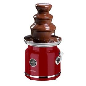 Cecotec Fun Chocolicious Fuente de Chocolate - 90W - Acero Inoxidable - Temperatura Constante - Estilo Retro - 3 Niveles de Cascada - Apto para Lavavajillas - Desmontable - 17.5x17.5x33cm - Color Rojo