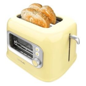 Cecotec RetroVision Tostadora de Doble Ranura Extra Ancha - 700W - Ventana de Cristal - Estilo Retro - Cubierta Antipolvo - Apagado y Pop-Up Automatico - 5 Niveles de Tostado - Color Amarillo Pastel