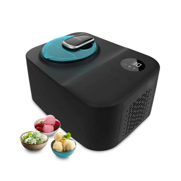 Cecotec Gelacy 1200 Touch Heladera - Potencia de 110W - Capacidad 1.2L - Sistema de Compresor - Preparacion en 30min - Pantalla Tactil - Ventana de Control - Color Negro