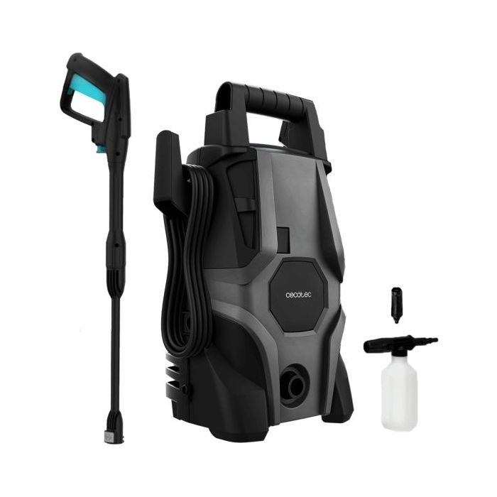 Cecotec HydroBoost 1400 Essential Hidrolimpiadora - 1400W - Presion 105bar - Caudal 426l/h - Botella de Jabon - Bomba de Aluminio - Facil Transporte - Accesorios Surtidos - Color Negro y Azul
