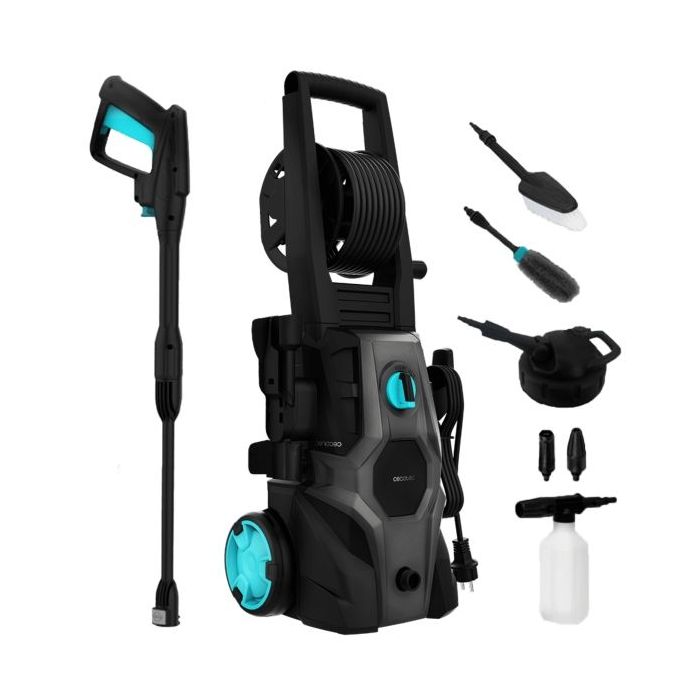 Cecotec HydroBoost 2000 Car and Garden Pro Hidrolimpiadora - 2000W - Presion 150bar - Caudal 450l/h - Bomba Aluminio - Accesorios Surtidos - Facil Transporte - Bloqueo de Gatillo - Color Negro y Azul