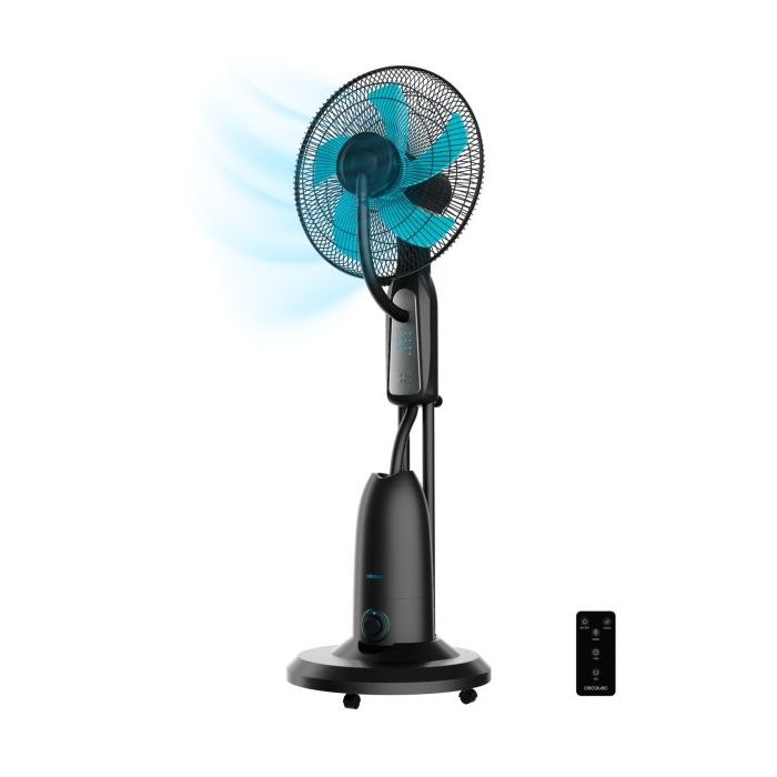 Cecotec EnergySilence 490 Freshessence Ventilador Nebulizador - 90W - Tanque de 2.8L - 5 Aspas de 40cm - Oscilacion Automatica - Temporizador - 3 Velocidades y Modos - Control Remoto - Color Negro