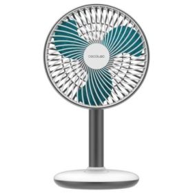 Cecotec EnergySilence 4000 Portable Desk Ventilador de Sobremesa Inalabrico - 4000mAh - Tactil - 4 Velocidades - Inclinacion Ajustable - Modo Brisa Natural - Cable - Diametro de 6" - Color Blanco y Gris