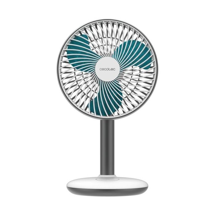 Cecotec EnergySilence 4000 Portable Desk Ventilador de Sobremesa Inalabrico - 4000mAh - Tactil - 4 Velocidades - Inclinacion Ajustable - Modo Brisa Natural - Cable - Diametro de 6" - Color Blanco y Gris