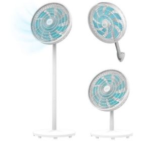 Cecotec EnergySilence 550 Ventilador de Pie 3 en 1 con 9 Aspas - Potencia de 60W - Diametro de 40cm - 3 Velocidades - Oscilacion 80º - Altura Ajustable - Color Blanco