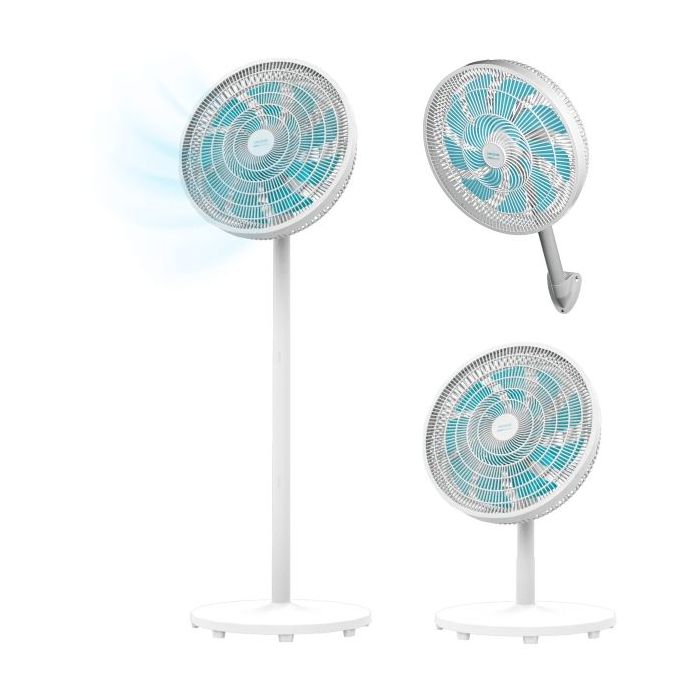 Cecotec EnergySilence 550 Ventilador de Pie 3 en 1 con 9 Aspas - Potencia de 60W - Diametro de 40cm - 3 Velocidades - Oscilacion 80º - Altura Ajustable - Color Blanco
