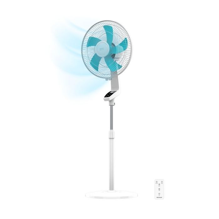 Cecotec EnergySilence 620 Flow Control Ventilador de Pie - Potencia de 50W - Diametro 16" - Control Tactil LED - Mando a Distancia - 3 Velocidades - 2 Modos - Temporizador - Color Blanco
