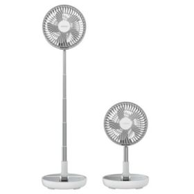 Cecotec EnergySilence 800 FoldAir Portable Ventilador de Pie Portatil con 5 Aspas - Bateria de 7200mAh - Plegable y Ajustable - Diametro de 8" - 3 Velocidades - Uso Sencillo - Color Blanco