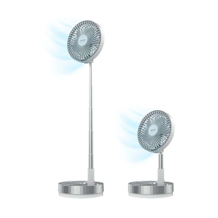 Cecotec EnergySilence 800 FoldAir Portable Control Ventilador de Pie Portatil - Bateria de 7200mAh - Plegable y Telescopico - Diametro de 8" - 4 Velocidades - Oscilacion Automatica - Acero Inoxidable