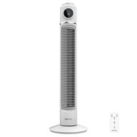 Cecotec EnergySilence 1090 Skyline Retro Smart Ventilador de Torre de 32" de Altura - 40W - Mando a Distancia - Pantalla LED - Tactil - 3 Velocidades - Temporizador - Oscilacion de 72º - Color Blanco