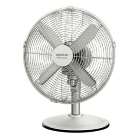 Cecotec EnergySilence 610 SteelDesk Ventilador de Sobremesa con 4 Aspas - 40W - Diametro 30cm - 3 Velocidades - Oscilacion Automatica - Acabado en Acero Inoxidable - Base Estable - Rejilla Protectora