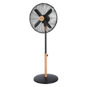 Cecotec EnergySilence 600 Woodstyle Ventilador de Pie con 4 Aspas - 50W - Diametro de 40cm - 3 Velocidades - Oscilacion Automatica - Altura Ajustable - Acabado en Madera - Color Negro