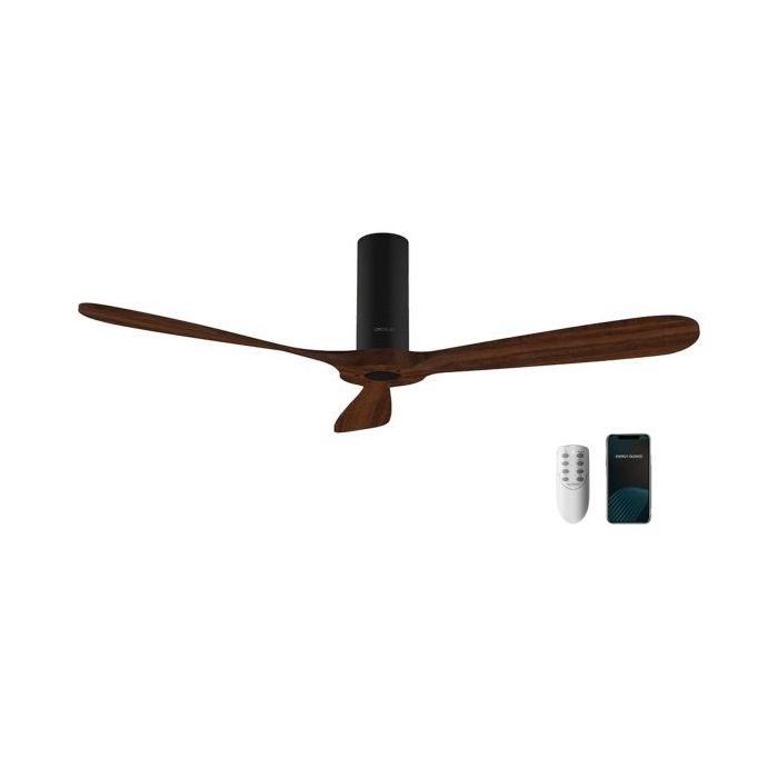 Cecotec EnergySilence 5500 Black Aqua Connected Ventilador de Techo de 3 Aspas - 40W - Diametro de 52" - WiFi - Mando a Distancia - IP44 - 6 Velocidades - Temporizador - Modo Invierno - Color Negro