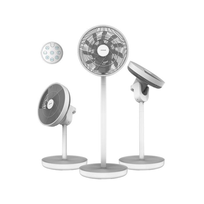 Cecotec EnergySilence 2600 Sunflower Portable Ventilador de Pie Portatil con 10 Aspas - 22W - Bateria 2600mAh - Ultrasilencioso - Diametro de 33cm - 12 Velocidades - Temporizador - Color Blanco