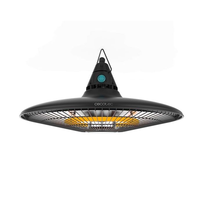 Cecotec ReadyWarm 1500 Power Ceiling Estufa Halogena de Techo para Exterior - Potencia de 1500W - Proteccion IP65 - Calienta hasta 10m2 - Incluye Mando a Distancia - Color Negro