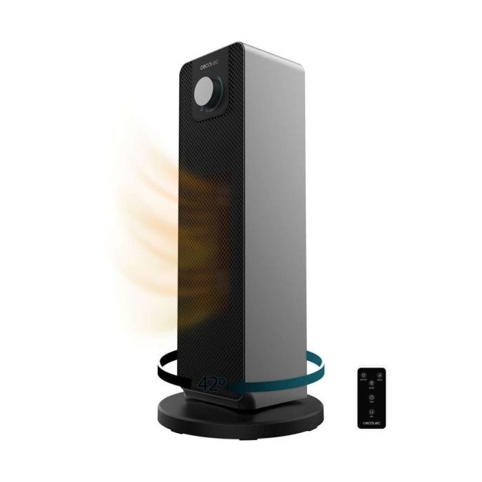 Cecotec ReadyWarm 2000 Max Ceramic Rotate Calefactor Ceramico de Pie - Potencia de 2000W - Oscilante - 3 Modos de Calor - Termostato Regulable - Seguridad Integrada - Color Negro