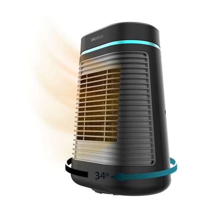 Cecotec ReadyWarm 1550 Max Ceramic Rotate Calefactor Ceramico de Sobremesa - Potencia de 1500W - Oscilante - Termostato Regulable - 3 Modos de Calor - Seguridad Integrada - Color Negro